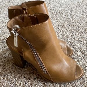 Express Tan Peep Toe Booties 7